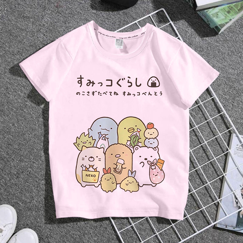 2025 Năm Mới Cotton Cổ Tròn Tay Ngắn T Áo Thun TT130 Góc Quần Áo Trẻ Em Sinh Học Ngắn Tay Góc Bạn Bè Sumikko Gurashi Trẻ Em T Áo Sơ Mi Trang Phục Gia Đình