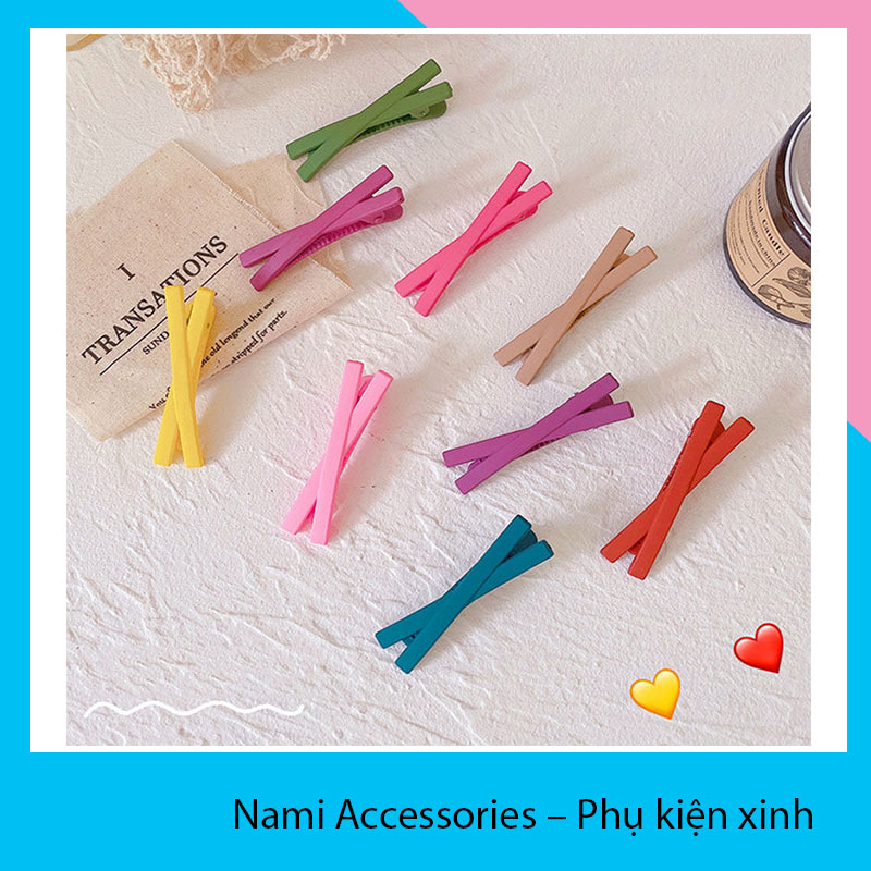 Set 5 Kẹp tóc chữ X, kẹp tóc mỏ vịt mẫu trơn 1 màu