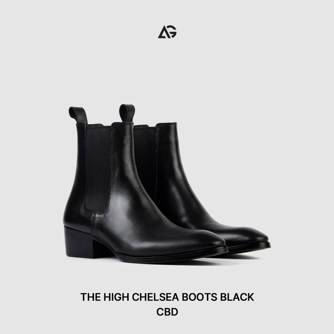 Giày chelsea boots da bò cao cấp nhập khẩu handmade august shoes cbd gót 5cm chính hãng bảo hành 24 tháng