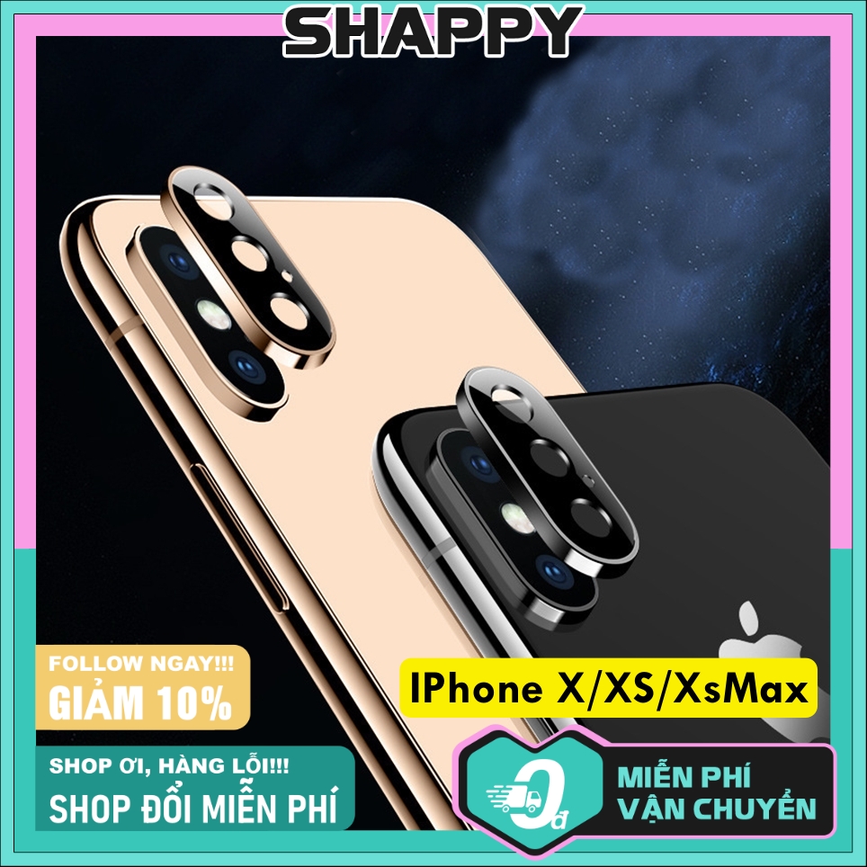 Viền Chụp Camera IPhone Kính Đen Nguyên Khối X/XS/XsMax [Shappy Shop]