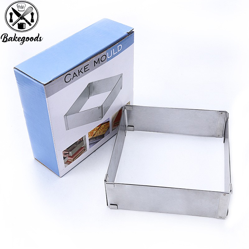 KHUÔN RING MUOSSE VUÔNG điều chỉnh kích thước cao 5 cm dùng làm khuôn bánh tiramisu, khuôn bánh mousse