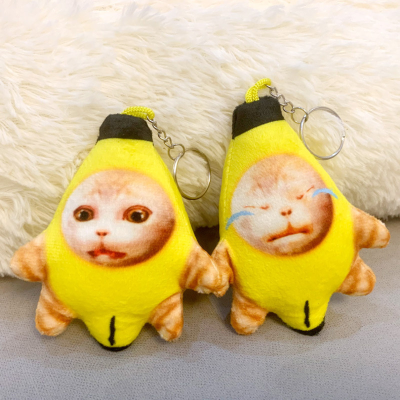 Banana Cat Plush Toy Banana Cat Crying Meme Banana Cat Keychain Cat In