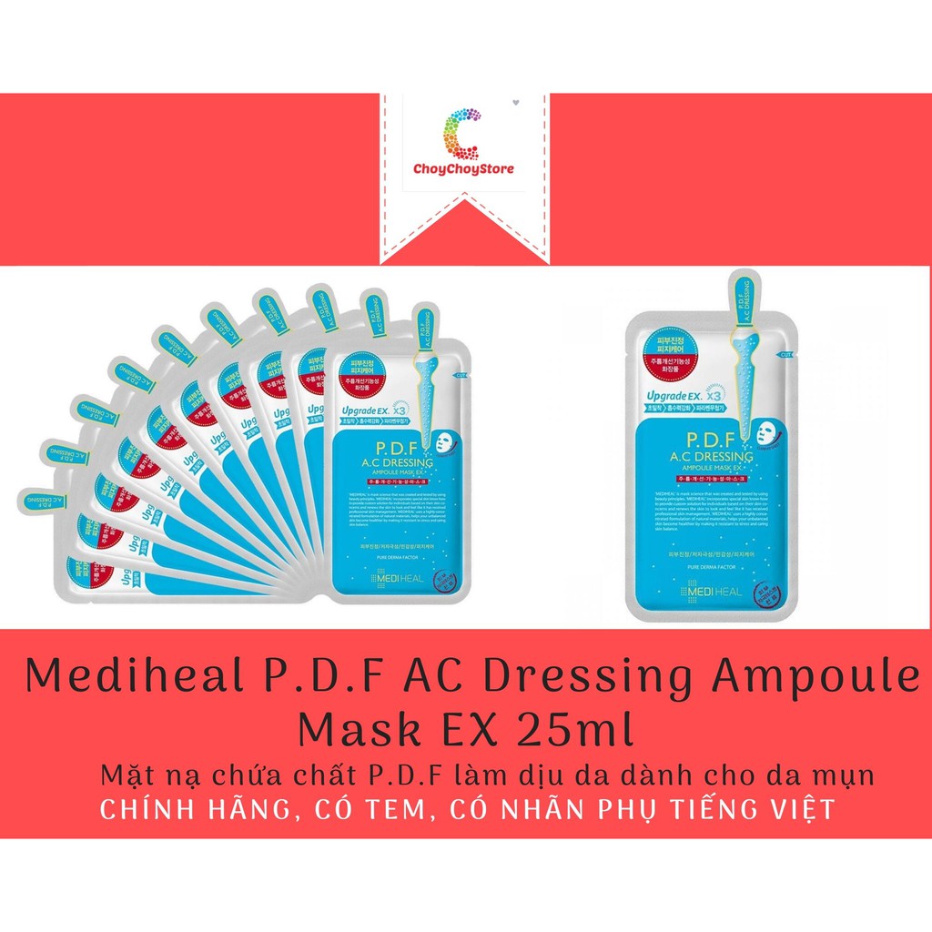 Mediheal pdf ac dressing ampoule mask ex 25ml - mặt nạ chứa chất p.d.f làm dịu da dành cho da mụn
