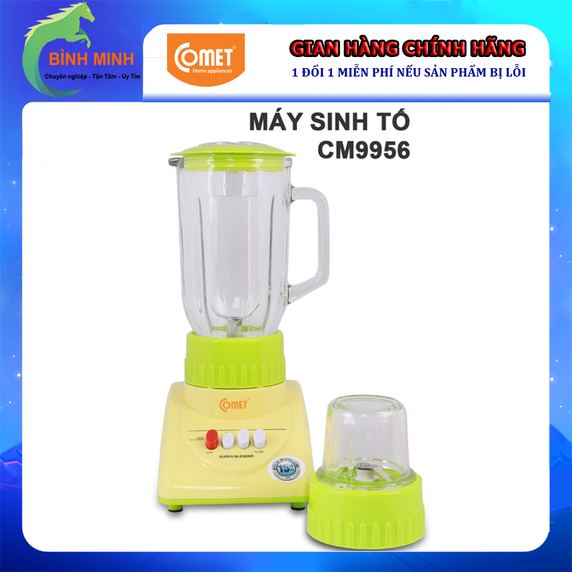 Máy Xay Sinh Tố Comet CM9956 1.25 Lít 2 Cối Thủy Tinh - Hàng Chính Hãng (Bảo Hành 12 Tháng)