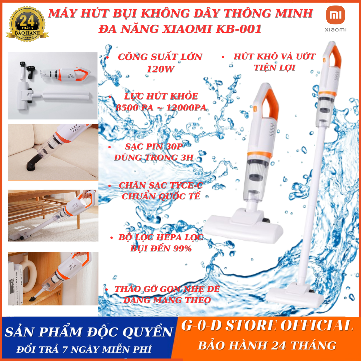 (Bảo Hành 24 Tháng) Máy Hút Bụi Xiaomi Kb-001 Không Dây, Lực Hút Khỏe 8500 PA, Công Suất Lớn 120W, Máy Hút Bụi Mini Cầm Tay, Máy Hút Bụi Xe Ô Tô, Máy Hút Bụi Gia Đình, Máy Hút Bụi Deerma, Máy Hút Bụi Lau Nhà, Máy Hút Bụi Giường Nệm, Máy Hút Bụi Giá Rẻ
