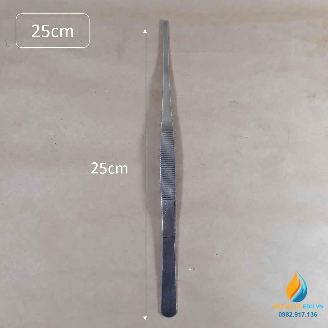 Nhíp gắp mẫu phòng thí nghiệm, dài 25cm thép không gỉ, đầu gắp thẳng có răng