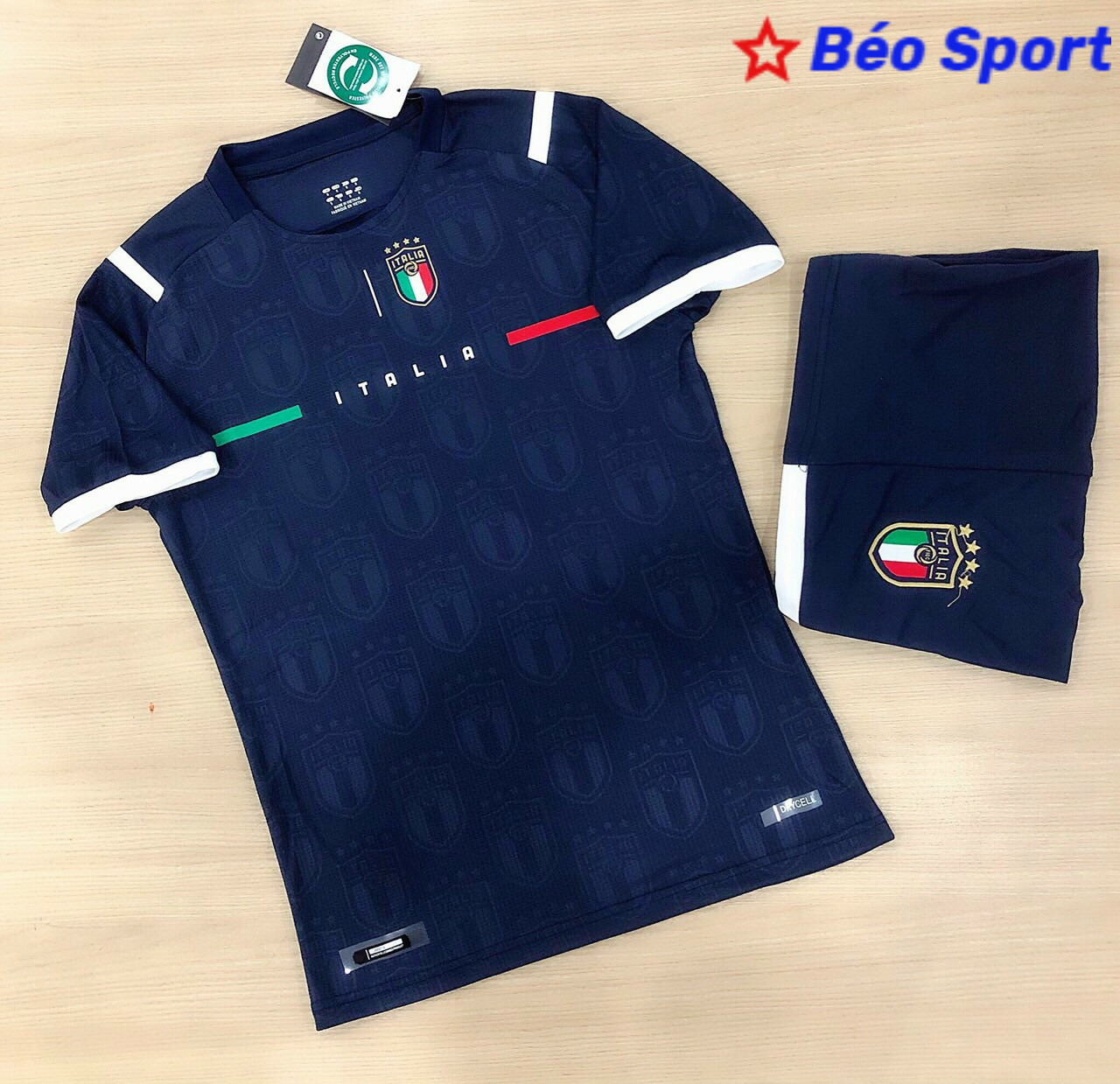 Áo Bóng Đá ĐỘI TUYỂN ITALIA-Xanh Đen-  Chuẩn Mẫu Thi Đấu - Vải Polyeste Siêu Thoáng-Siêu Bền