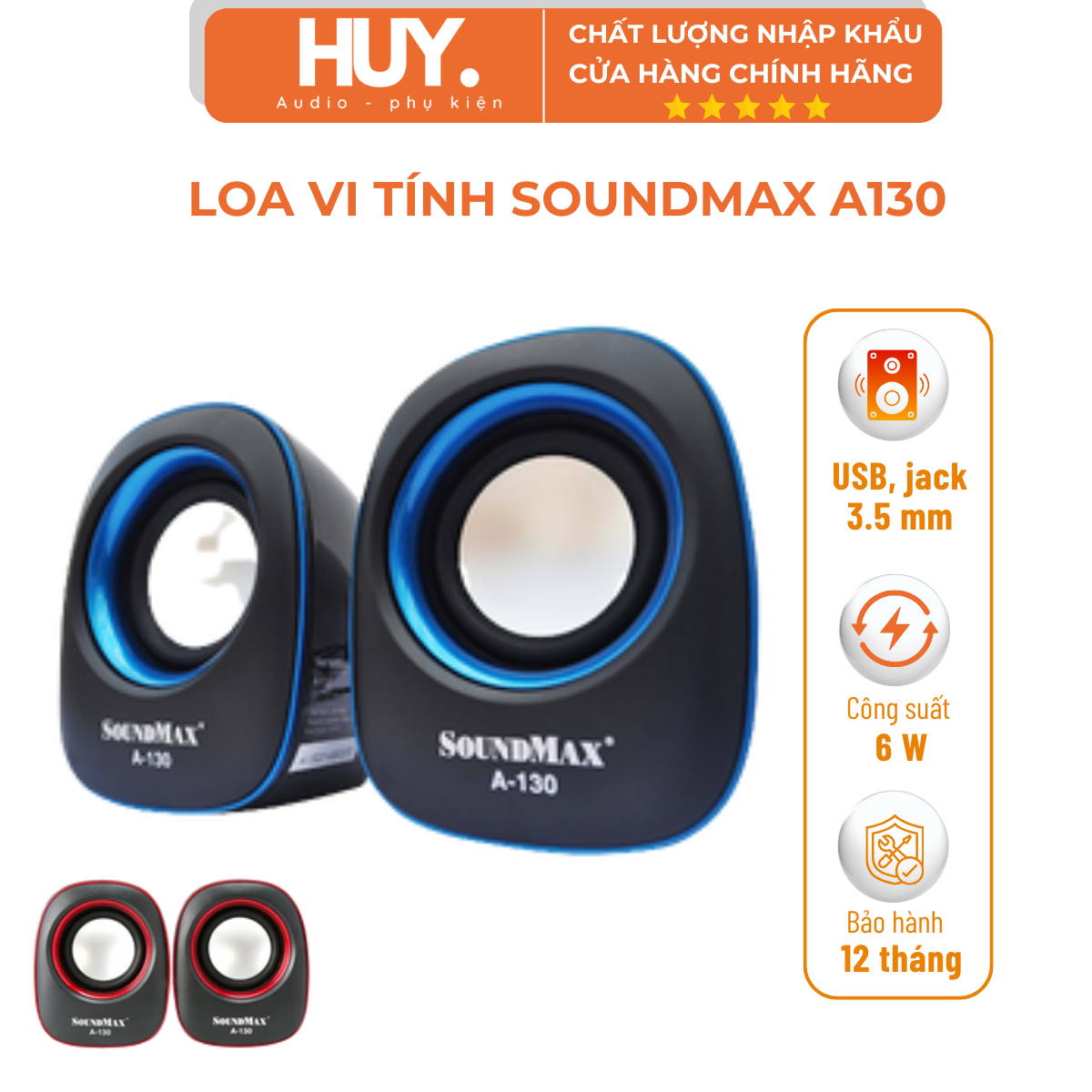 Bộ 2 loa vi tính 2.0 soundmax a130. sử dụng máy tính, tivi, điện thoại