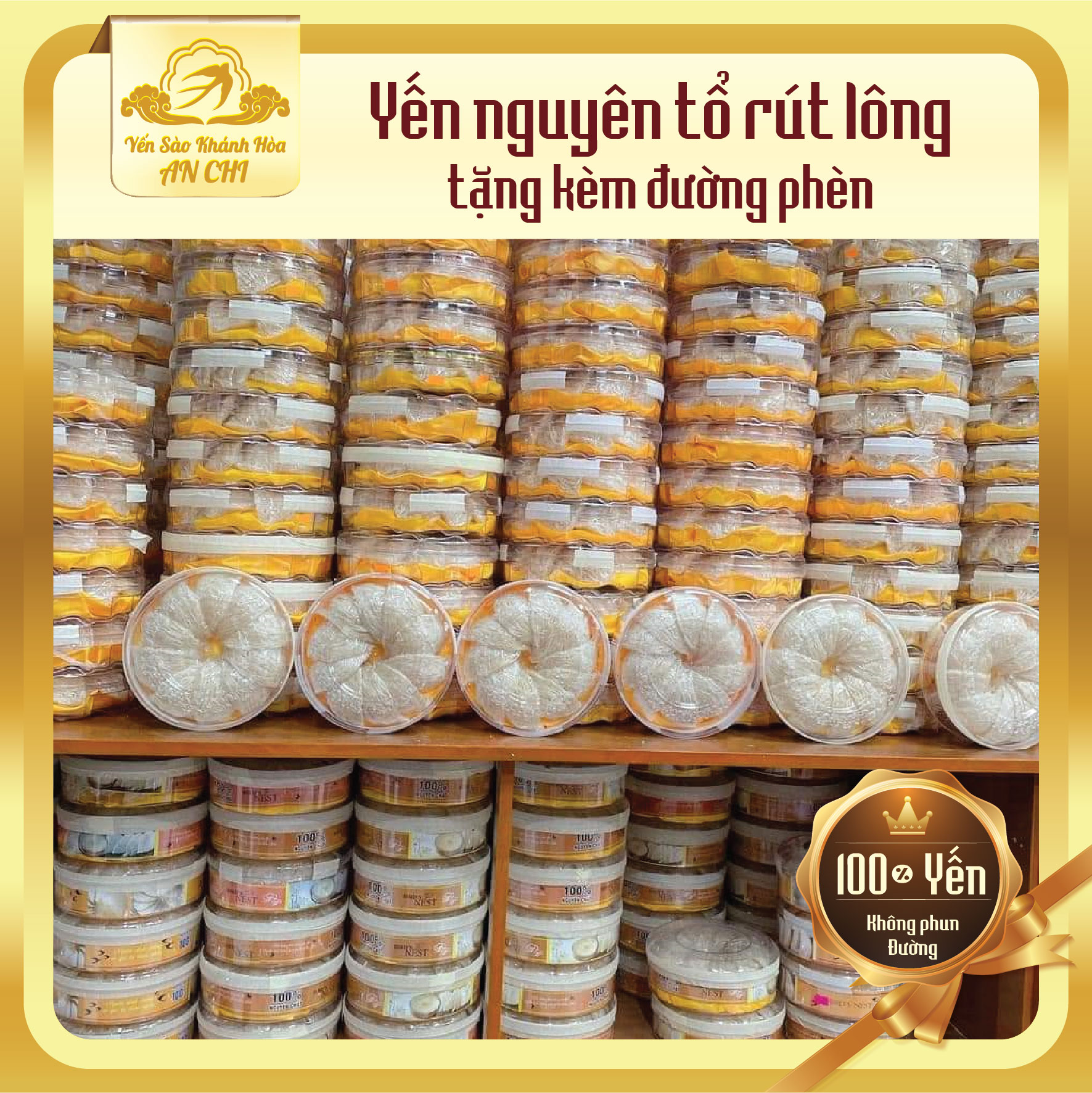 Yến sào rút lông nguyên tổ, Yến sào Khánh Hòa rút lông nguyên tổ tặng gia vị chưng túi đựng sang trọng