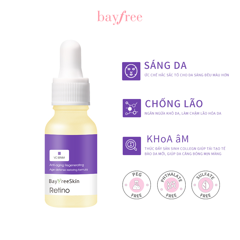 Bayfree Vitamin A Whitening Serum Dưỡng ẩm Loại bỏ Tàn nhang Làm mờ Vết thâm Dưỡng da Chống Lão hóa 15ml