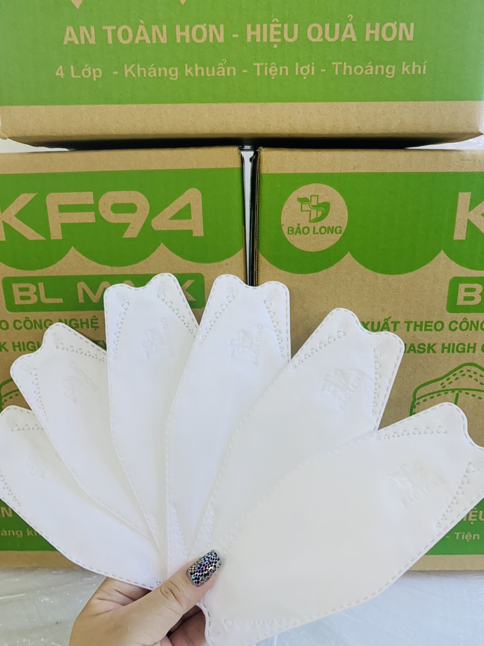 Khẩu trang KF94 bảo long bao xù, bao mùi