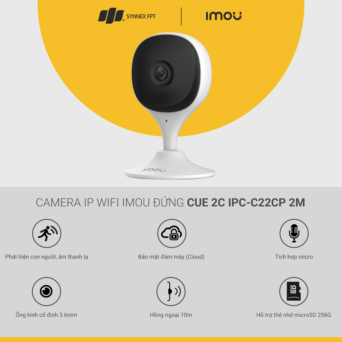 [ƯU ĐÃI T5] Camera IP WIFI Imou đứng Cue 2C IPC-C22CP 2M, 2Y WTY-IPC-C22CP