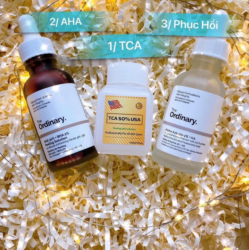 Peel da TCA 50% Đặc Trị Sẹo Rỗ, đánh bay Mụn, Hết thâm, nám, lỗ chân lông to, da dầu, rạn, sẹo lồi, Làm Hồng Ti, Hết Thâm Bẹn Nách, làm trắng mịn da