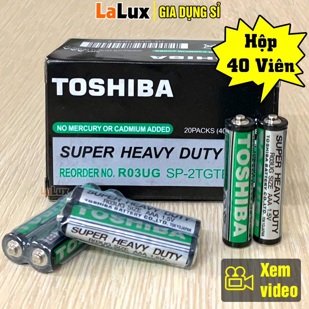 ( PIN 3A ) Hộp Pin AAA TOSHIBA 1.5V ( Hộp 40 Viên ) - Pin 3A  Tiểu Nhỏ  Đũa Dùng Cho Remote Máy Lạnh(tv), Đồ Chơi, Đồ Dùng Điện Năng Lượng