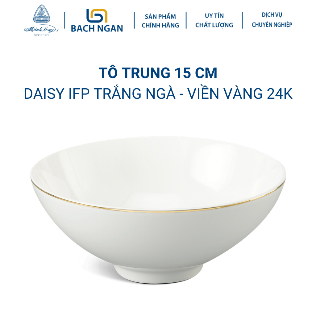 Tô trung Minh Long 15 cm Daisy IFP Chỉ Vàng