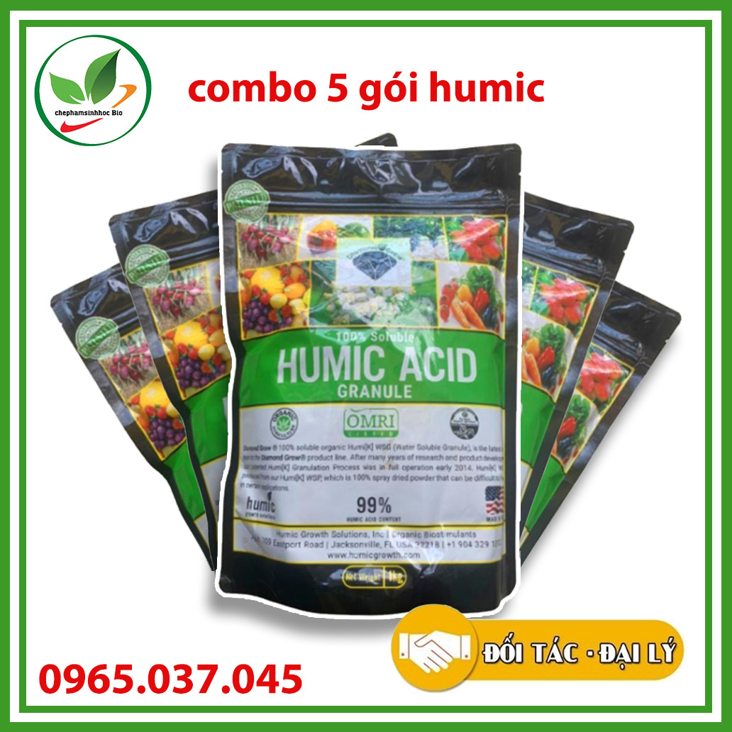 Combo 5 gói phân bón hữu cơ humic acid 99% usa dạng mảnh.tan hoàn toàn trong nước. gói 1kg