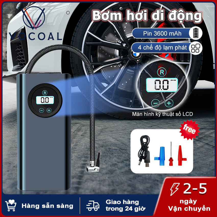 Vocoal Máy bơm hơi tự động, máy bơm không khí di động, Máy bơm lốp ô tô tự động , bơm lốp xe máy bơm điện cầm tay Bơm Lốp ô Tô máy bơm lốp xe ô tô máy bơm xe máy máy bơm hơi cho ô tô xe đạp xe máy bơm xe hơi ô tô