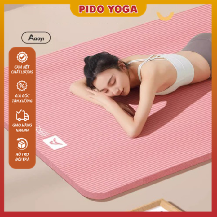 Thảm tập Yoga, Gym Chống trượt dành cho người mới bắt đầu dày 15mm, Thảm tập thể dục cách âm, chống sốc Thảm tập yoga tại nhà - Tặng kèm dây buộ