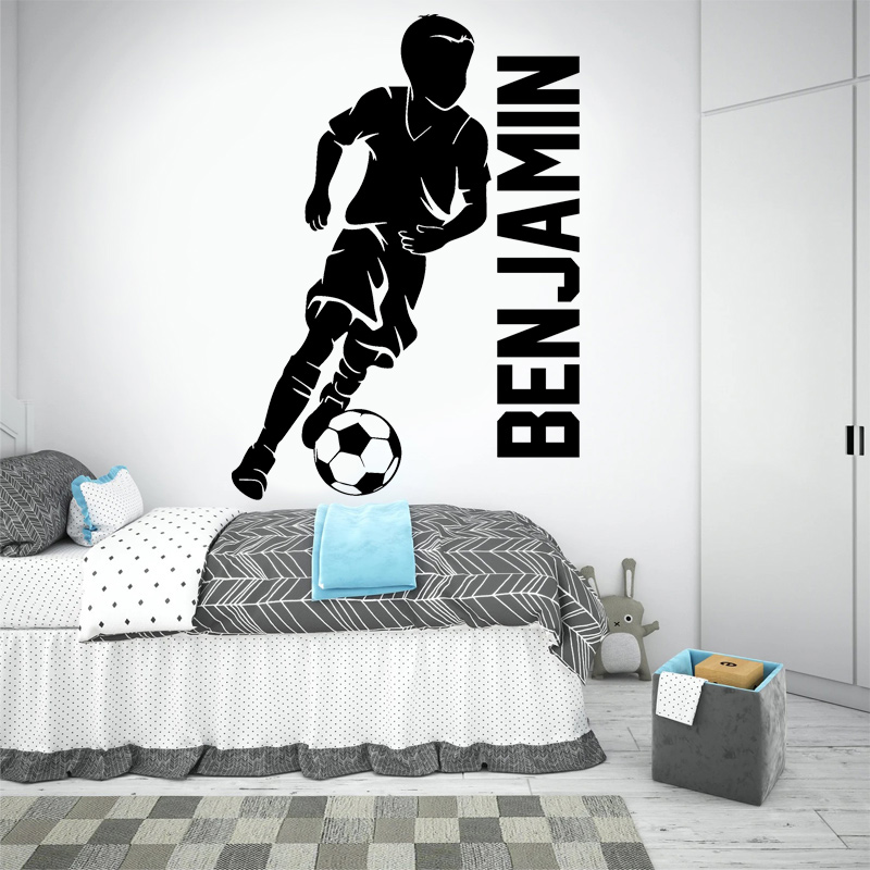 Nhãn dán tường tên cầu thủ bóng đá cá nhân nghệ thuật Vinyl trang trí nhà cửa đề can bóng đá phòng ngủ phòng bé trai tranh tường tùy chỉnh có th