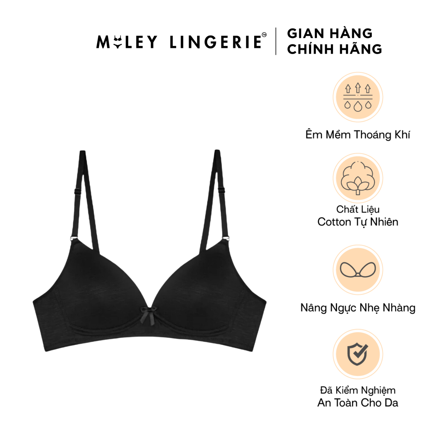 Áo Ngực Nữ Miley Lingerie Không Gọng Cotton Flexi Cao Cấp - Màu Trắng