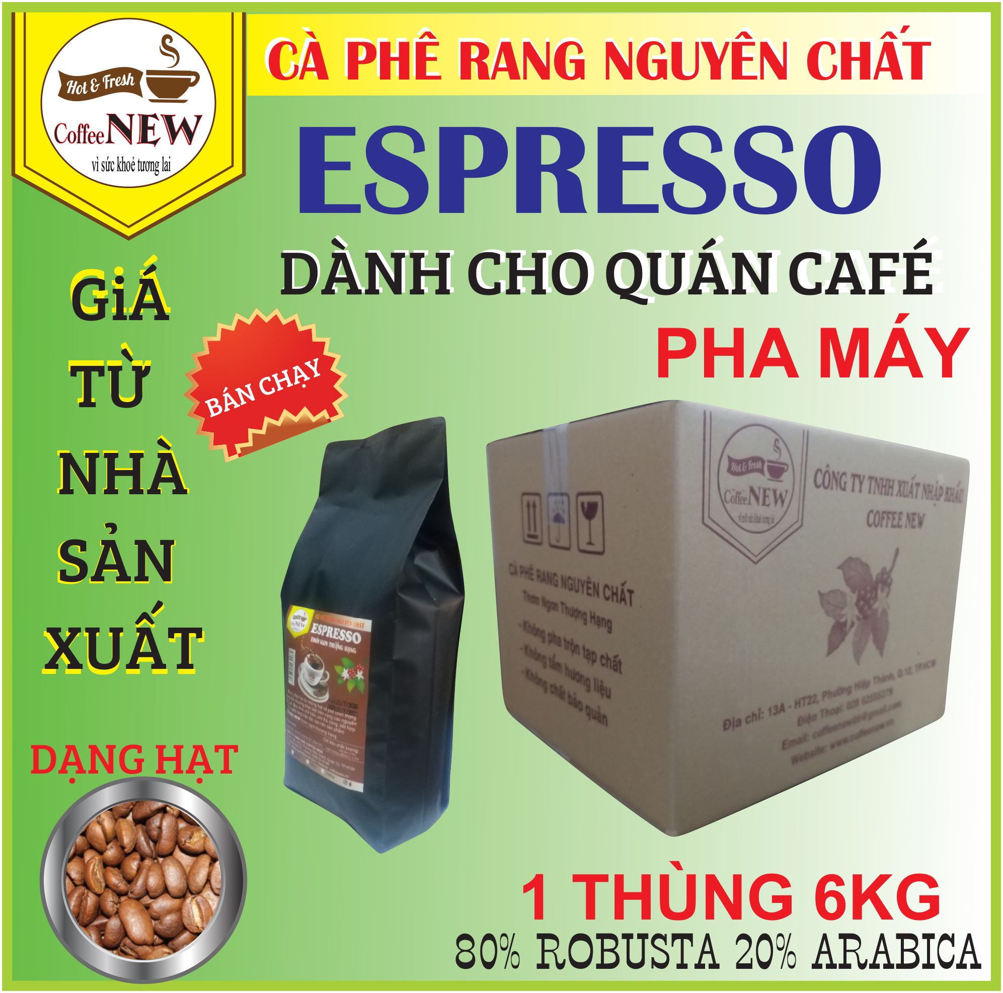 (Giá Dành Cho Quán Cafe) - ESPRESSO Nguyên Hạt -  Chuyên Pha Máy &  ROBUSTA BƠ- Chuyên Pha Phin - Thể Chất Mạnh - Hậu Đậm- Vị Đắng - Coffee New