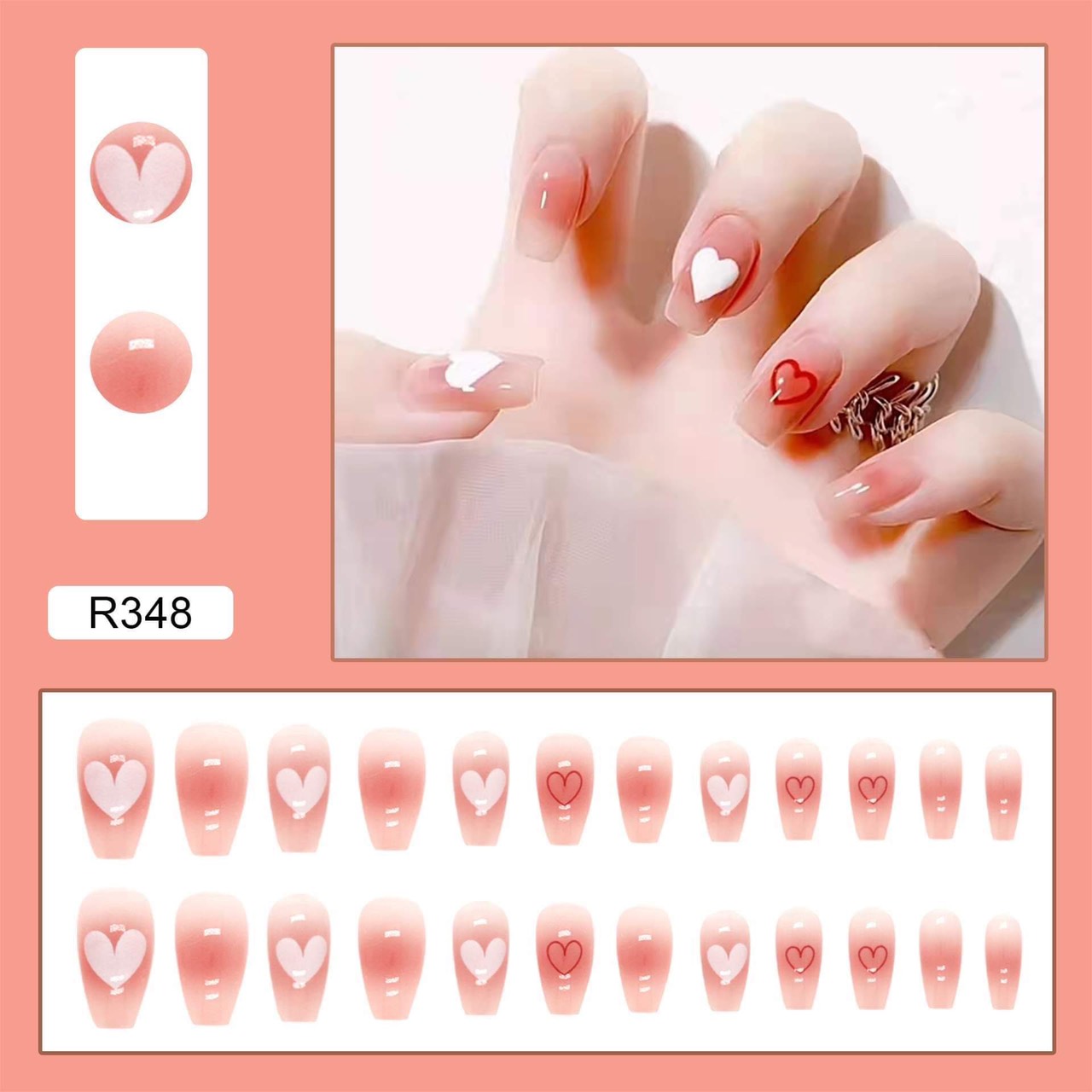 Set 24 móng tay giả thời trang kèm keo dán