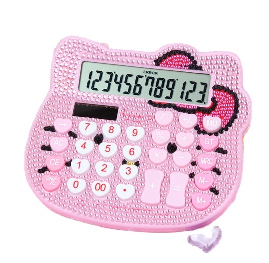 ( TẶNG PIN ) MÁY TÍNH MINI BỎ TÚI  HELLO KITTY NHỎ NHẮN XINH XẮN - MÁY TINH HÌNH THÚ -  Máy Tính Bỏ Túi 12 Số Hình mèo kim cương - may tinh - MÁY TÍNH MINI HELLO KITTY DÙNG PIN VÀ NĂNG LƯỢNG MẶT TRỜI 12 CHỮ SỐ