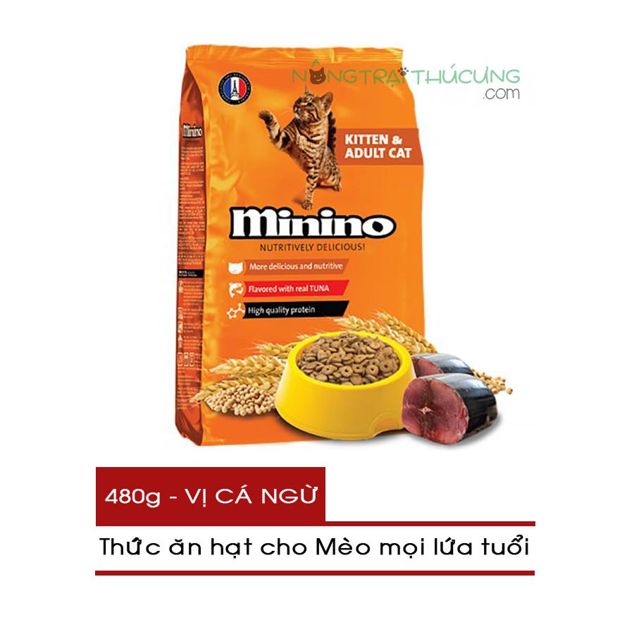 Hạt Cho Mèo Mọi Lứa Tuổi Minino 480g - Vị Cá Ngừ - [Nông Trại Thú Cưng]