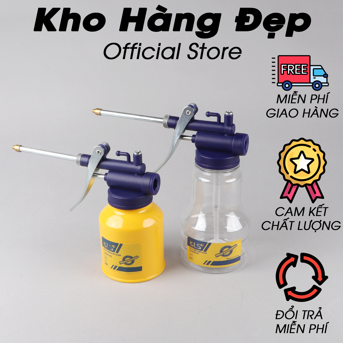 [HCM]Set Bình châm nhớt LS+ loại sắt và nhựa trong suốt có quai bóp inox cao cấp LS900234 – Kho Hàng đẹp