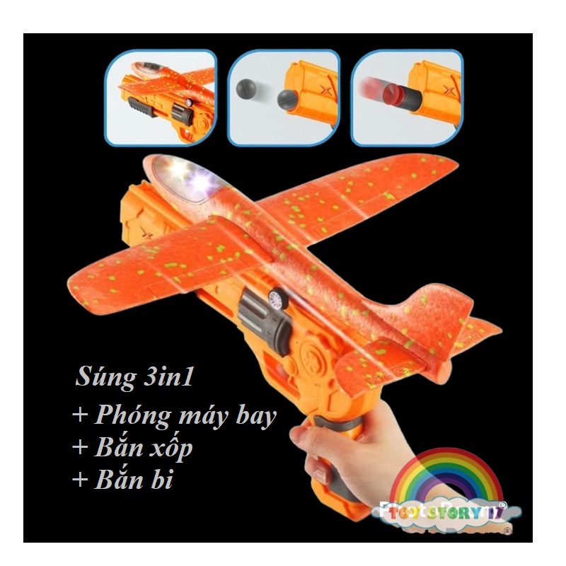 Bộ Đồ chơi phóng máy bay xốp 3in1 có đèn đa chức năng cho trẻ em