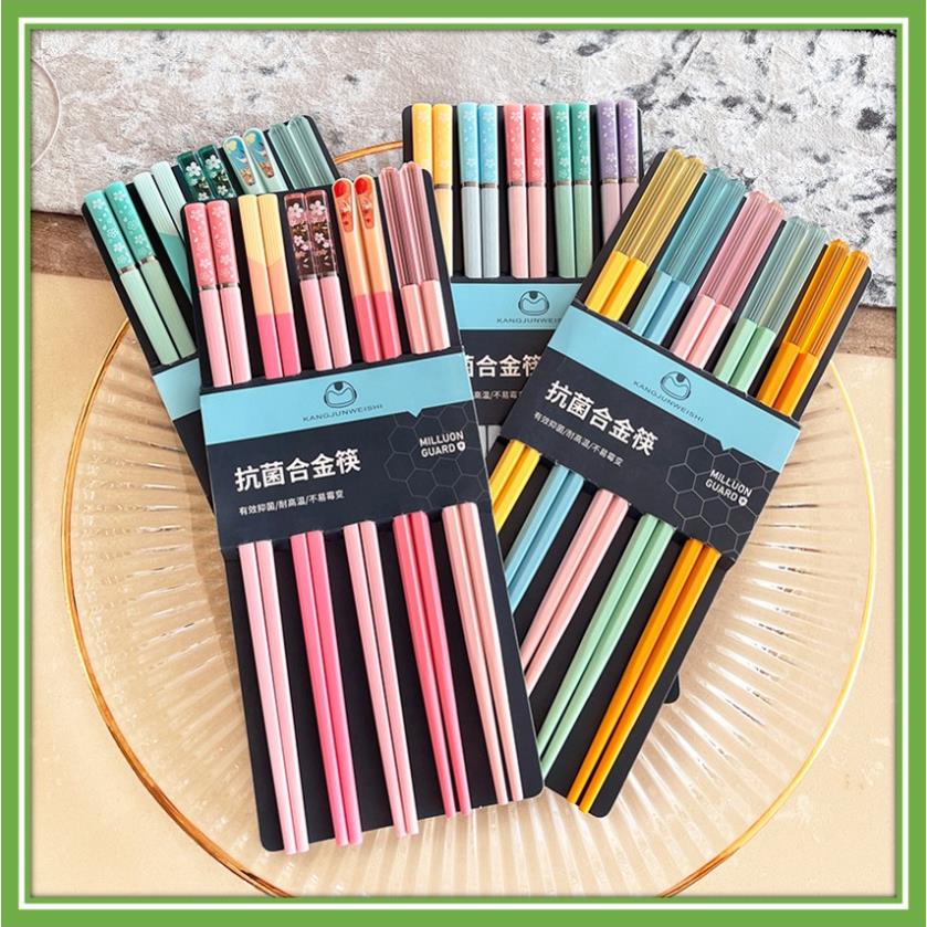 Set đũa nhiều màu mỗi người một đôi kháng khuẩn cao cấp - bộ đũa ăn sợi thủy tinh chống trượt kháng khuẩn