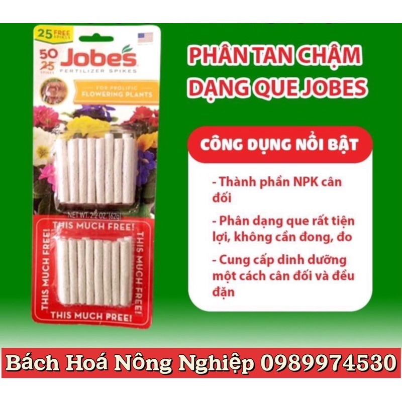 Que phân tan chậm jobes của mỹ , chuyên dùng cho hoa lan, cây cảnh