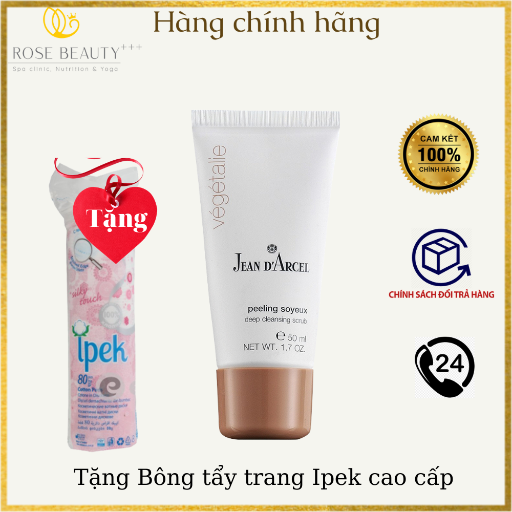 [Jean d'Arcel] Kem Tẩy Tế Bào Chết - Làm Sạch Dạng Hạt Jean Darcel  - 50ml + "Tặng kèm bông tẩy trang cao cấp Ipek", giúp loại bỏ mụn đầu trắng, mụn đầu đen, lớp sừng trên da, giúp mỹ phẩm thẩm thấu nhanh, da mềm mại