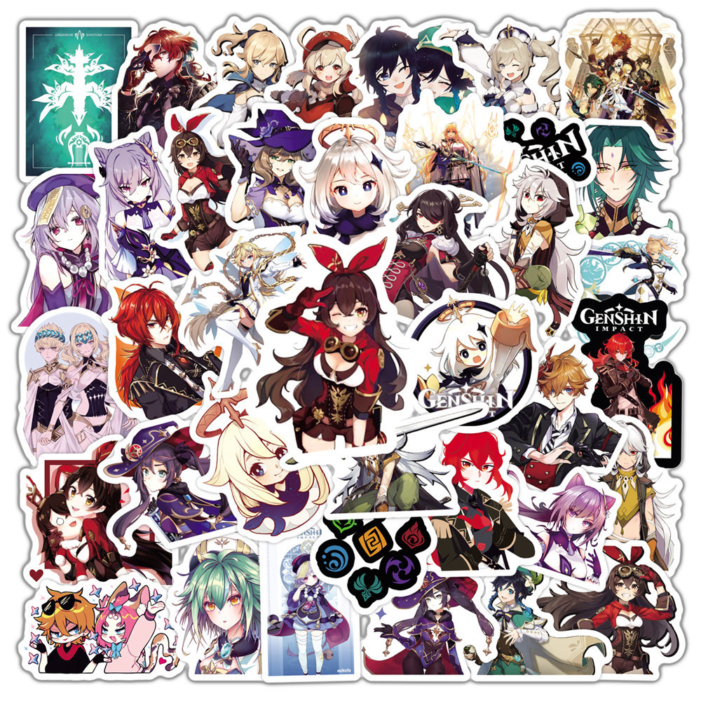 Set 50 sticker hình dán decal Genshin Impact chống thấm nước - A006