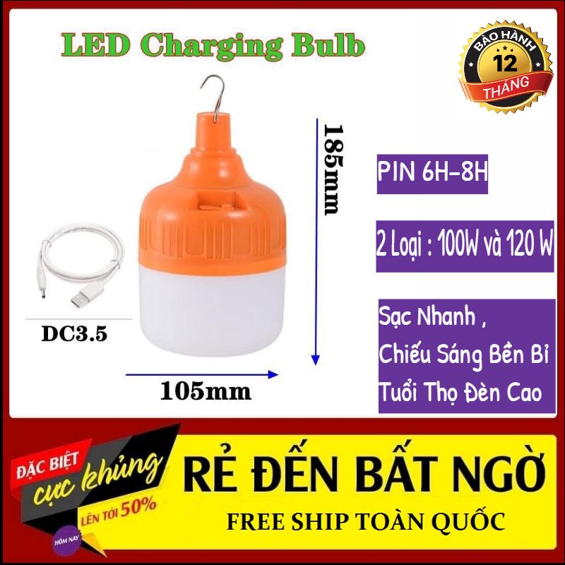 Bóng Đèn Tích Điện Led 100W-120W . Bóng Đèn Led Sạc Tích Điện 100W-120W