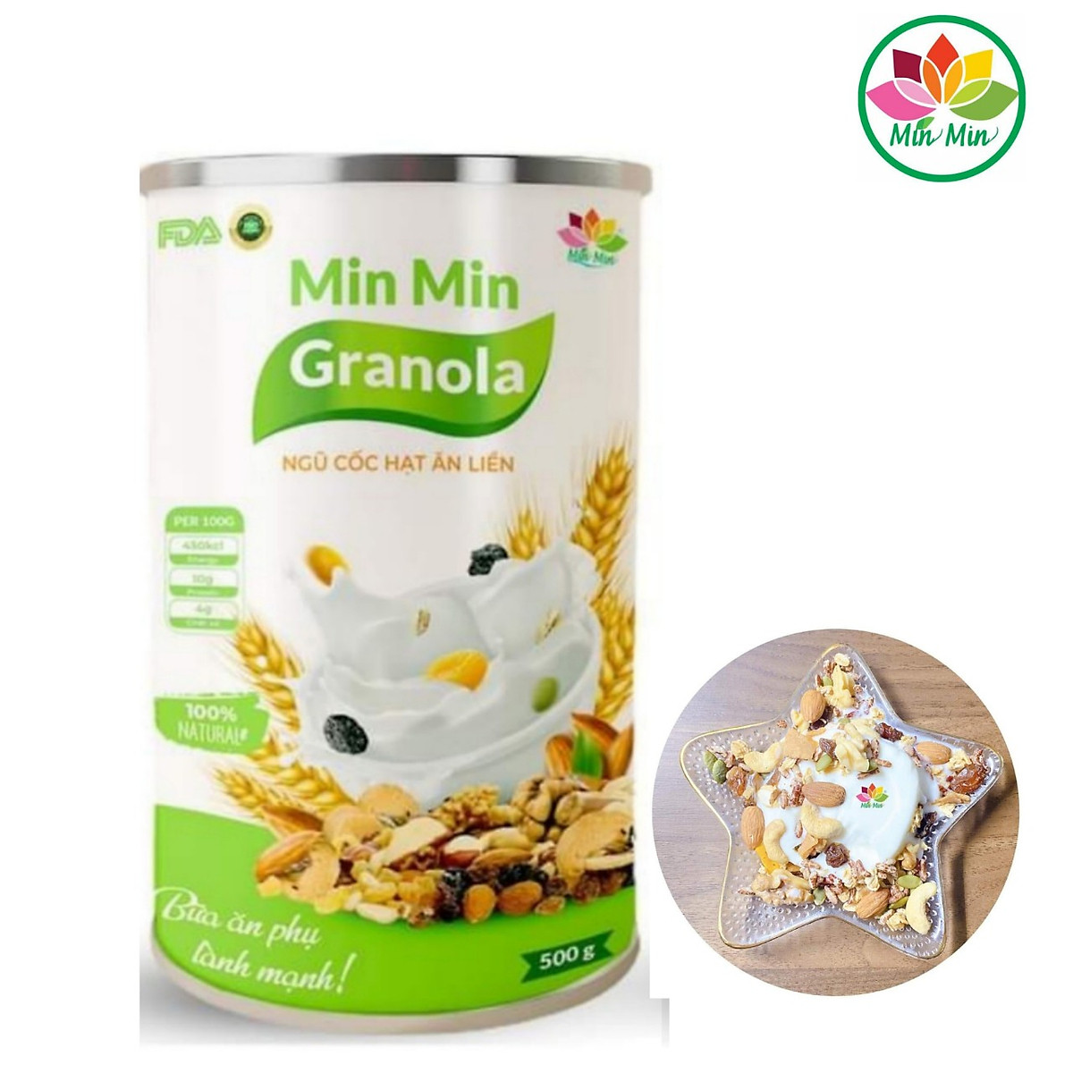 Ngũ cốc hạt ăn liền granola min min 500gr