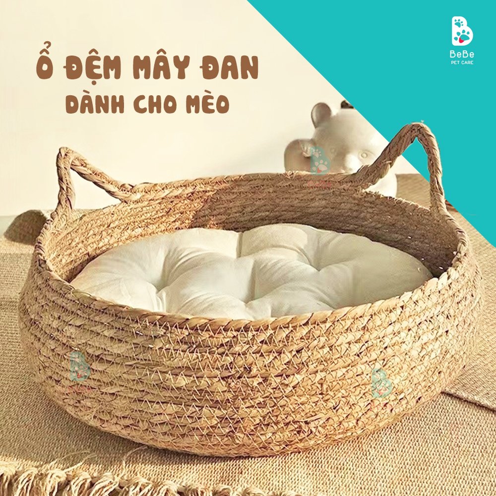 Ổ nằm mây đan thoáng mát i đệm nằm bốn mùa cho chó mèo