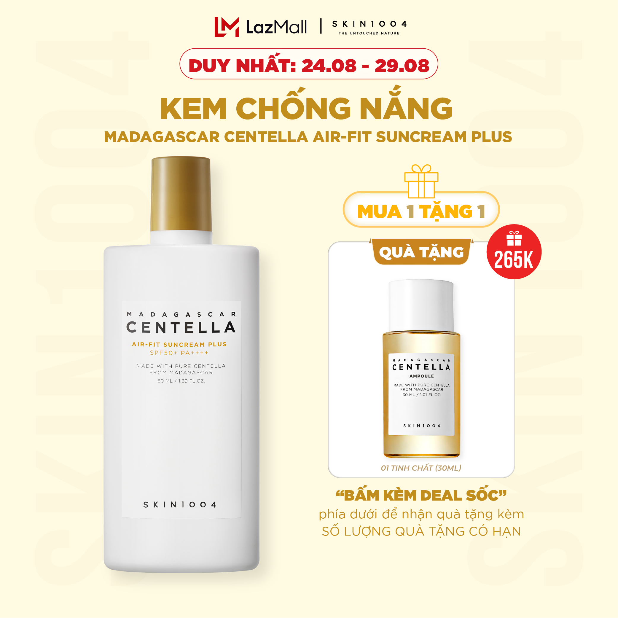 Kem chống nắng Skin1004 Madagascar Centella Air-Fit Suncream Plus SPF 50+ PA++++ 50ml