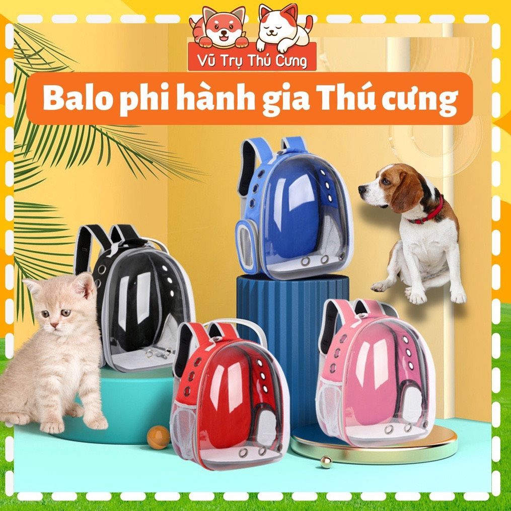 Balo phi hành gia cho Chó Mèo trong suốt - Balo kính trong suốt kèm tấm lót, thiết kế nhiều lỗ thoáng khí cho thú cưng - Túi vận chuyển chó mèo