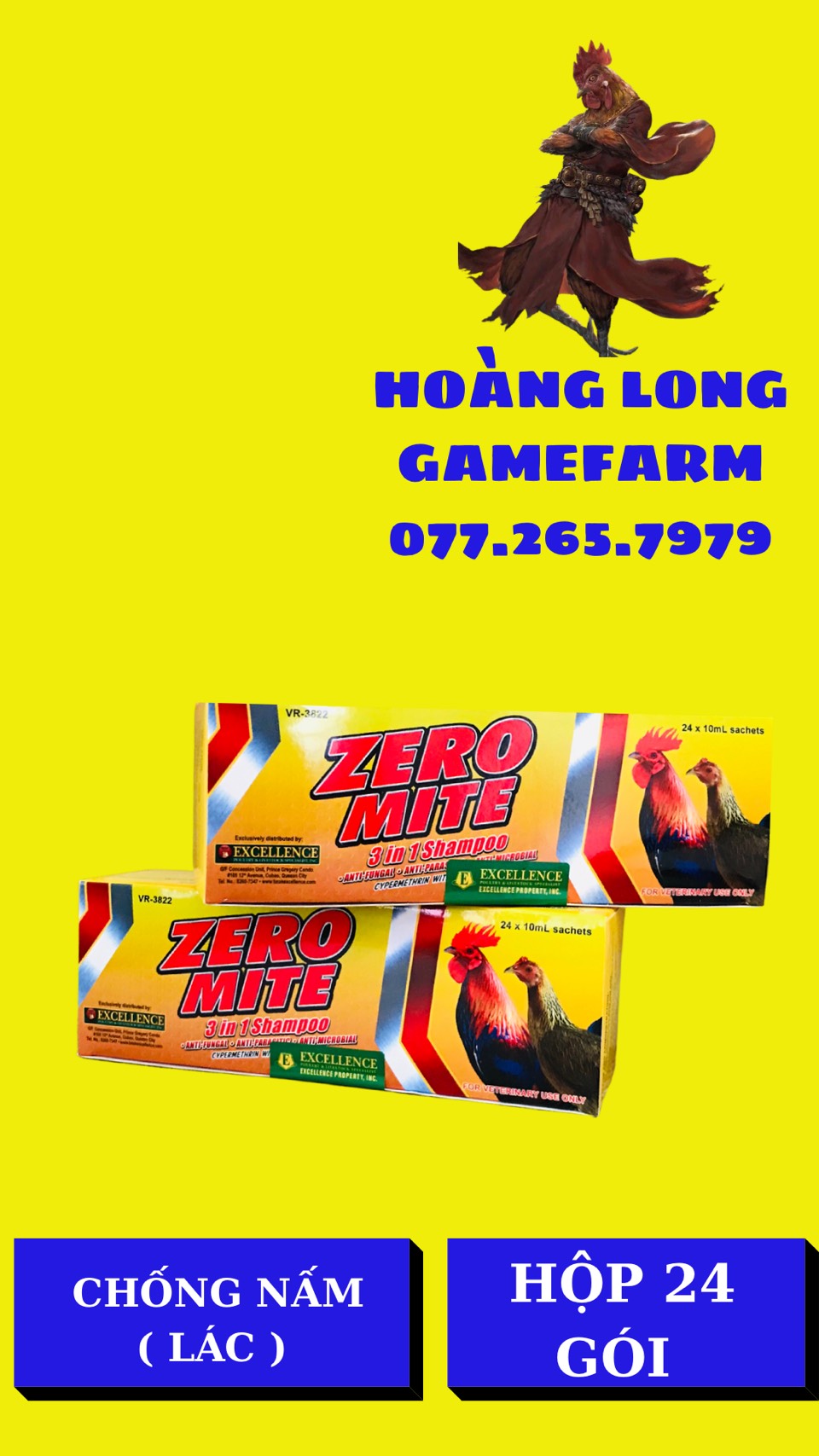 Zero Mite 1 gói Xà bông tắm gà đẹp lông, diệt rận mạt