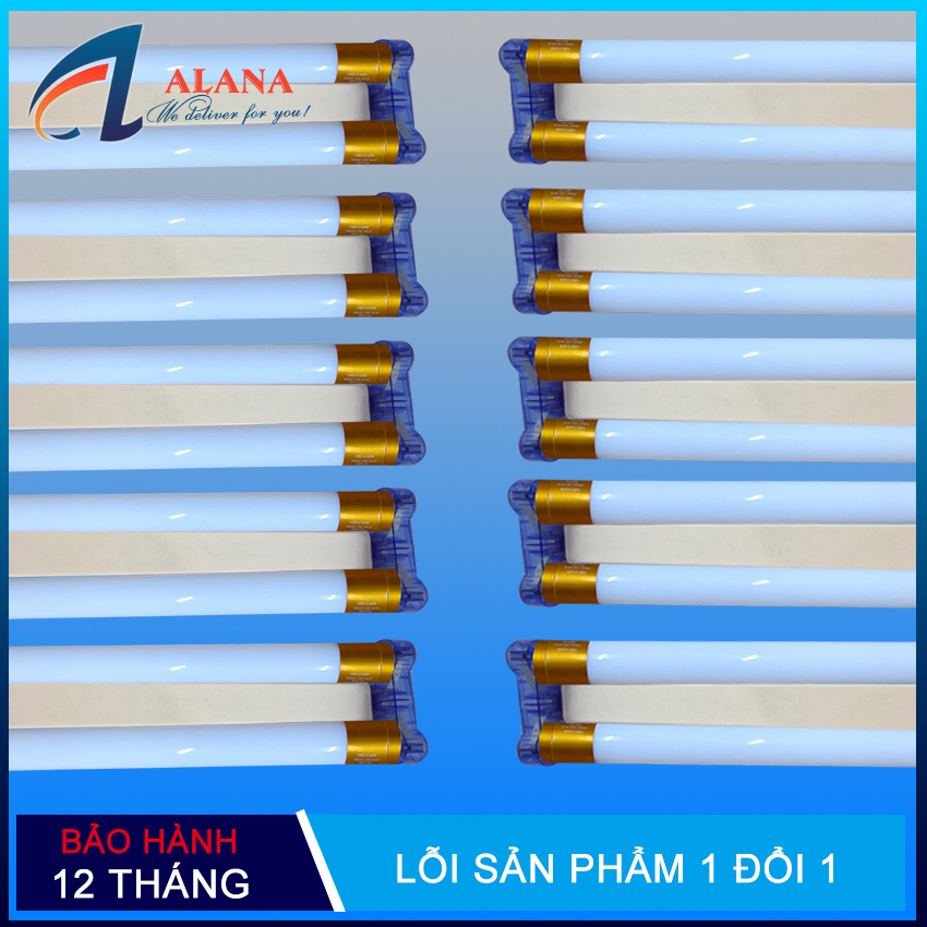 Combo 10 bộ máng đèn led đôi 1,2 mét cao cấp + 20 đèn led tuýp thủy tinh 1.2 mét 30w ánh sáng trắng