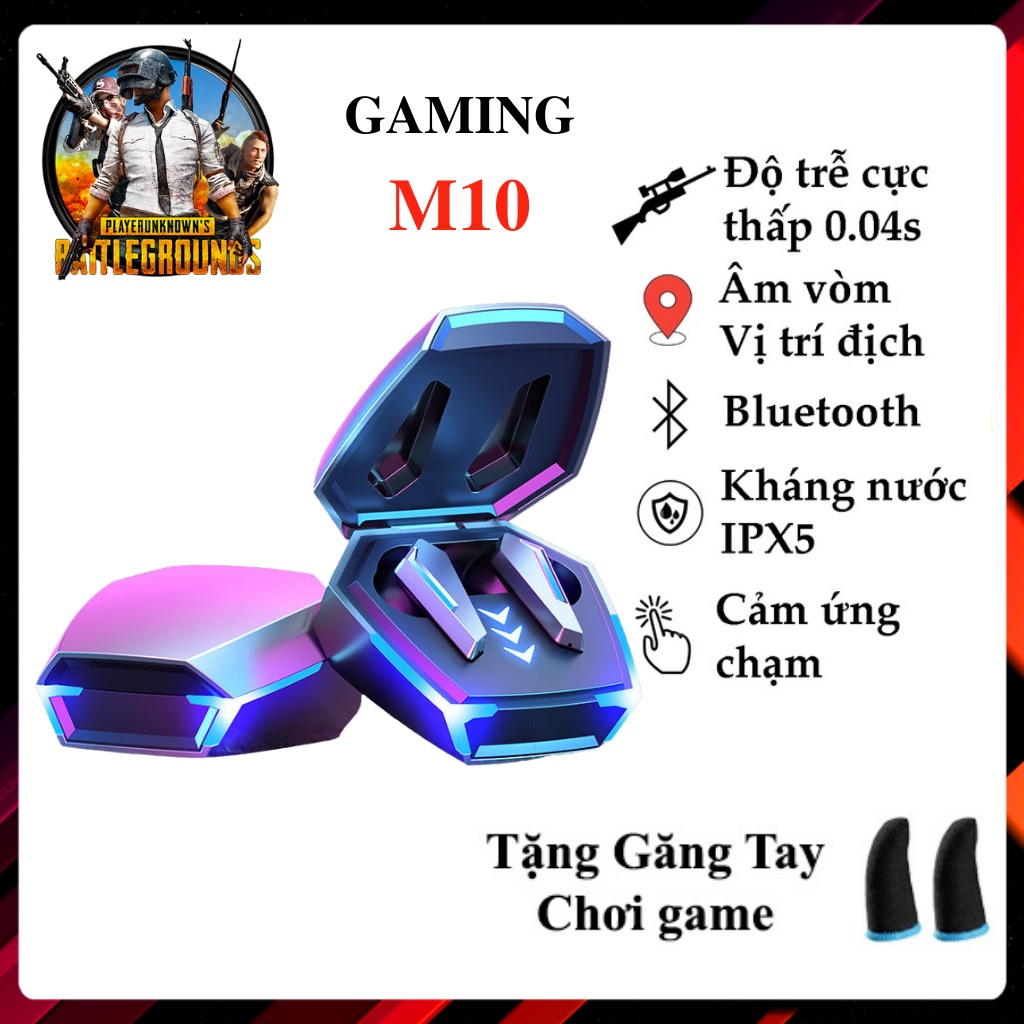 Tai nghe bluetooth Gaming M10 TWS 5.2 Tai nghe không dây bass mạnh mẽ có mic , độ trễ cực thấp,âm thanh đỉnh cao