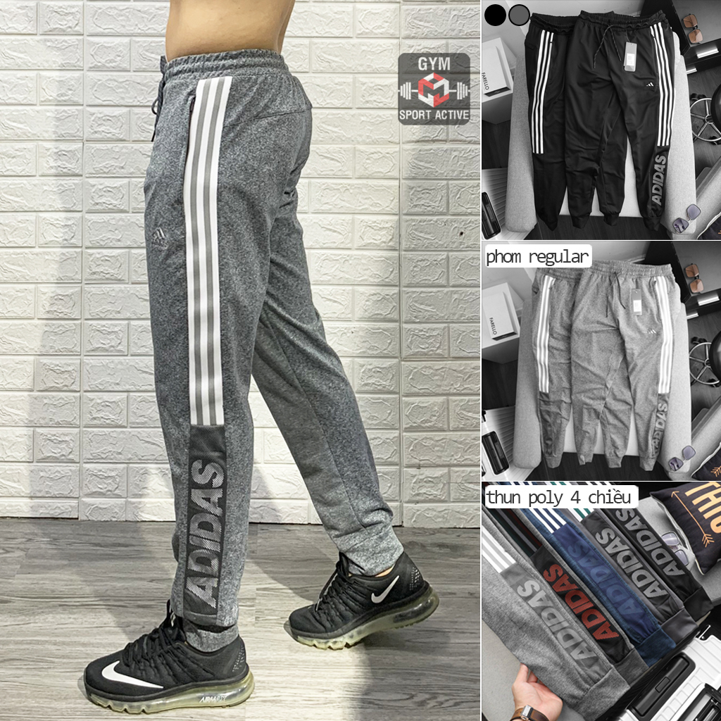 Quần jogger nam thể thao tập gym chạy bộ jogger Adidas thun poly 4 chiều sport gym max shop