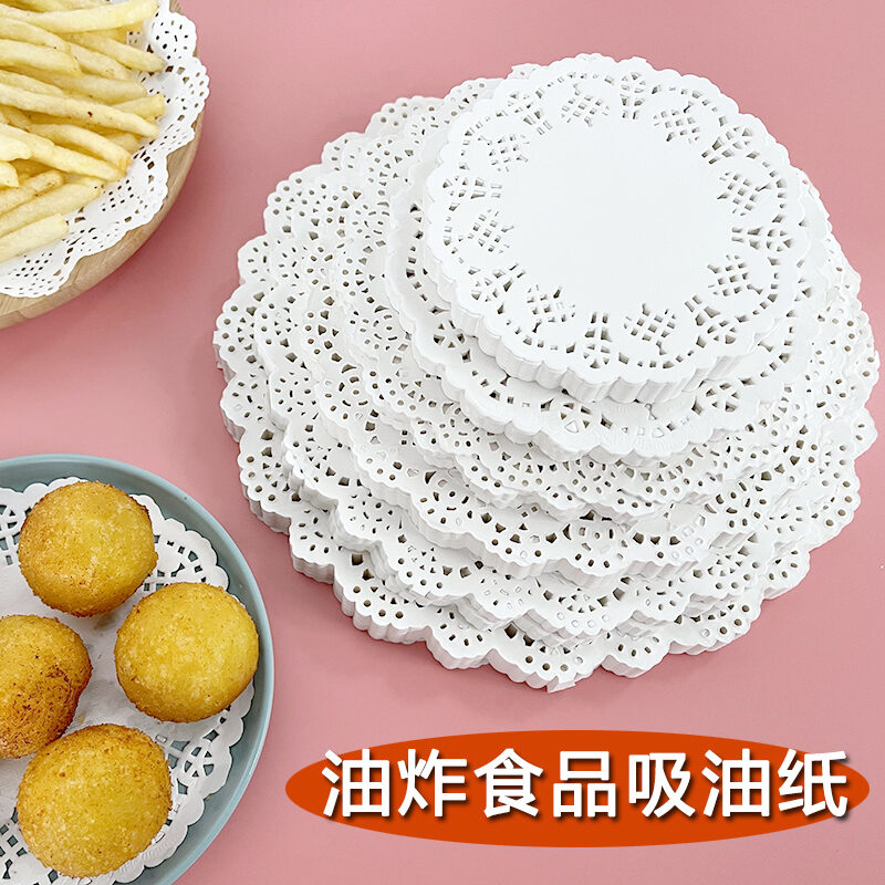 Set 140 tờ Giấy ren lót bánh hình tròn màu trắng cao cấp