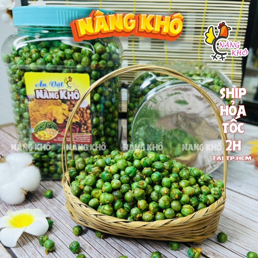 1Kg Hạt Đậu Hà Lan Rang Tỏi Ớt (Giòn ngon – Đậm vị) | Đồ ăn vặt Nàng Khô