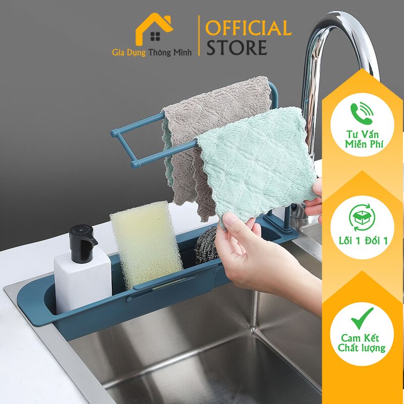 Kệ nhựa gác bồn đựng đồ rửa chén_Kệ nhựa dài CO DÃN để bồn đựng đồ rửa chén