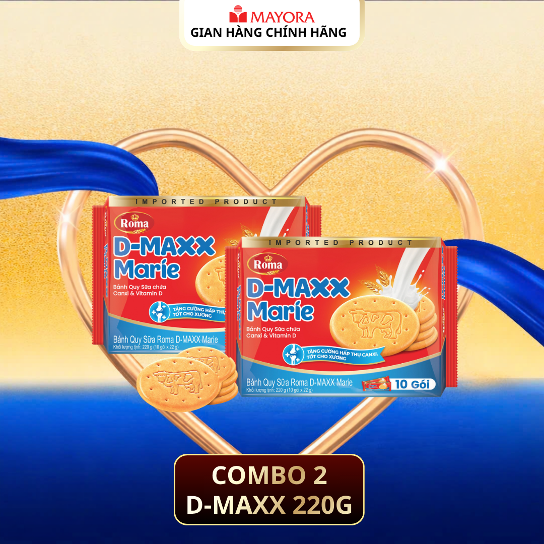 Combo 2 Bánh quy sữa mới D-MAXX Marie – Gói 220G (10 Gói x 22g)