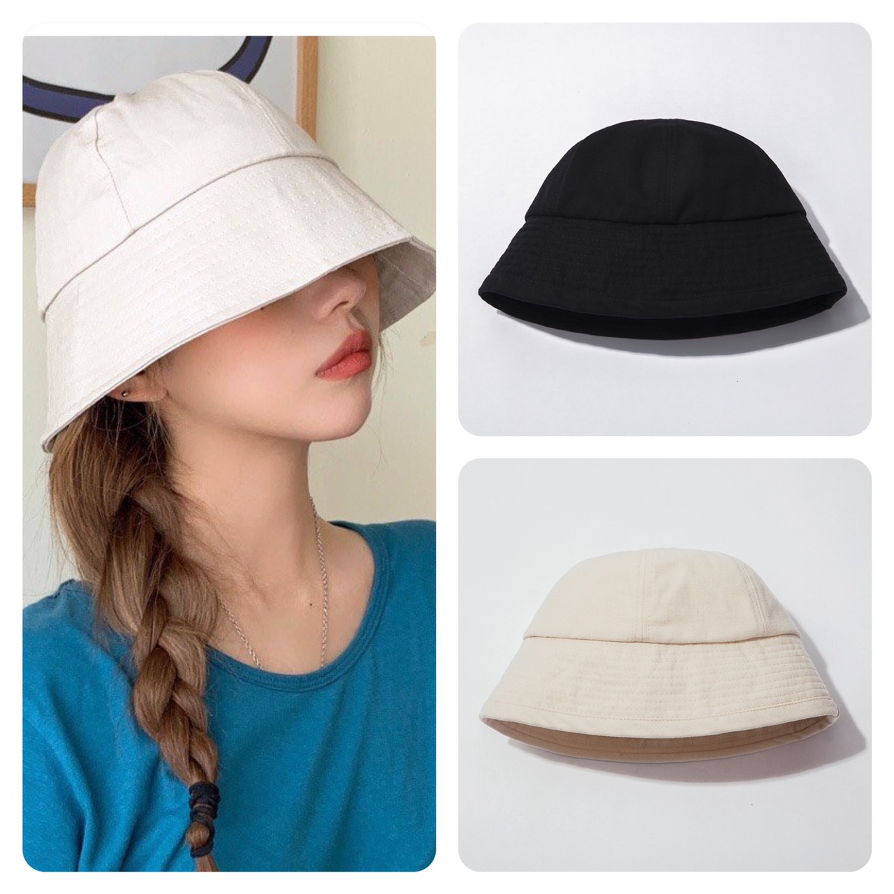 Mũ bucket nón vành cụp trơn nhiều màu phong cách Ulzzang Unisex