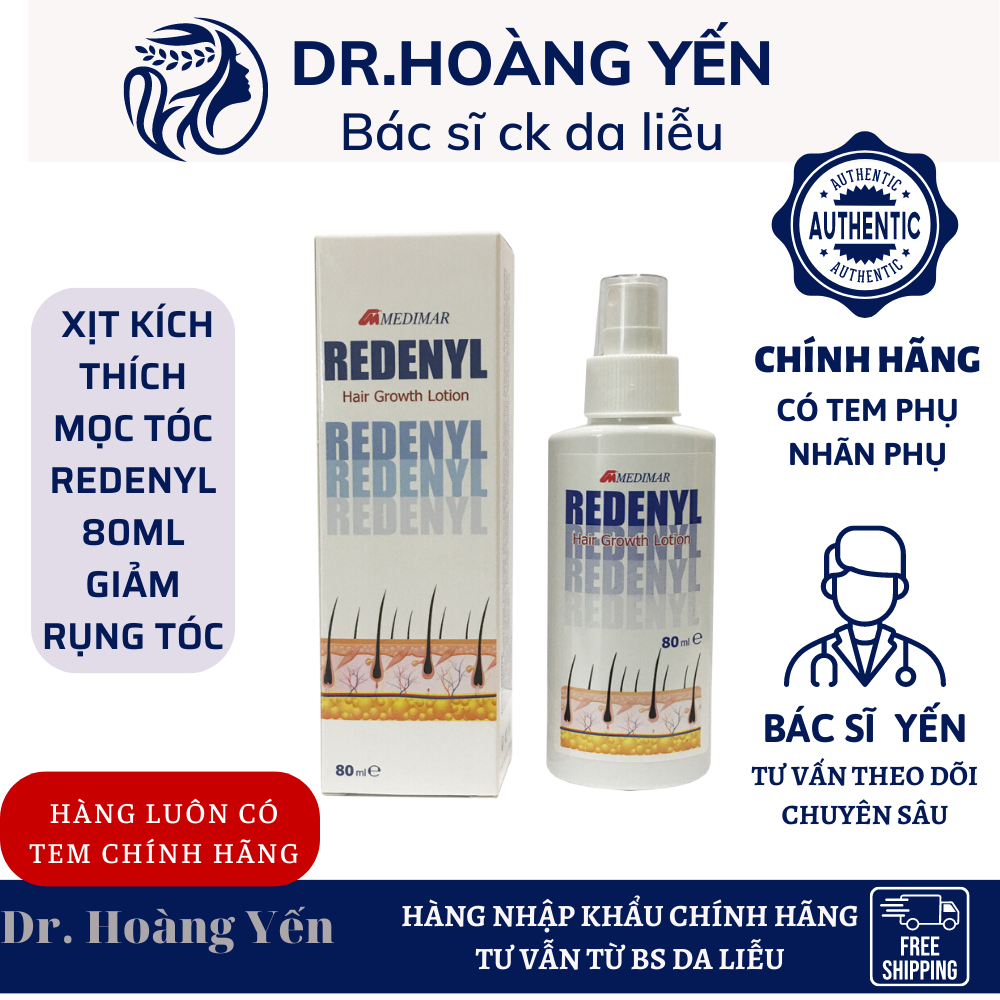Xịt kích thích mọc tóc redenyl 80ml giảm rụng tóc - bs hoàng yến