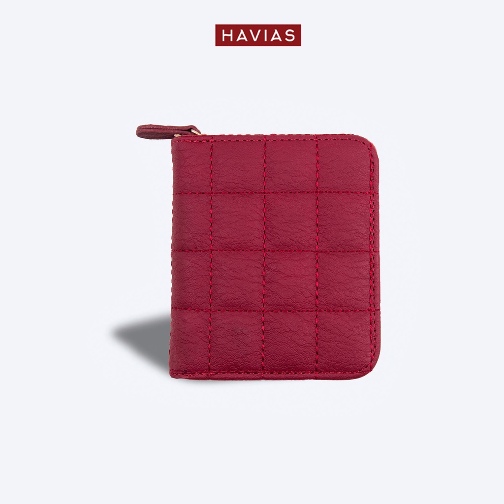 SQUARE HAVIAS ví đựng tiền nhiều ngăn nhỏ gọn da bò Nappa thật 100%